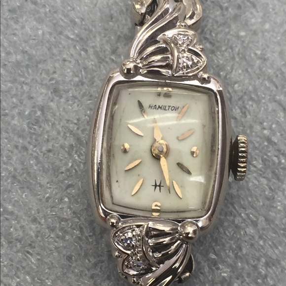 *Vintage 14K Diamond Hamilton Watch, Works - Picture 2 of 5
